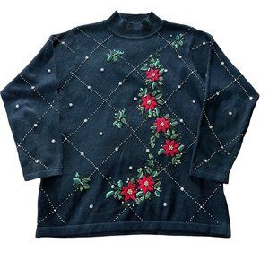 Poinsettia Christmas Sweater 